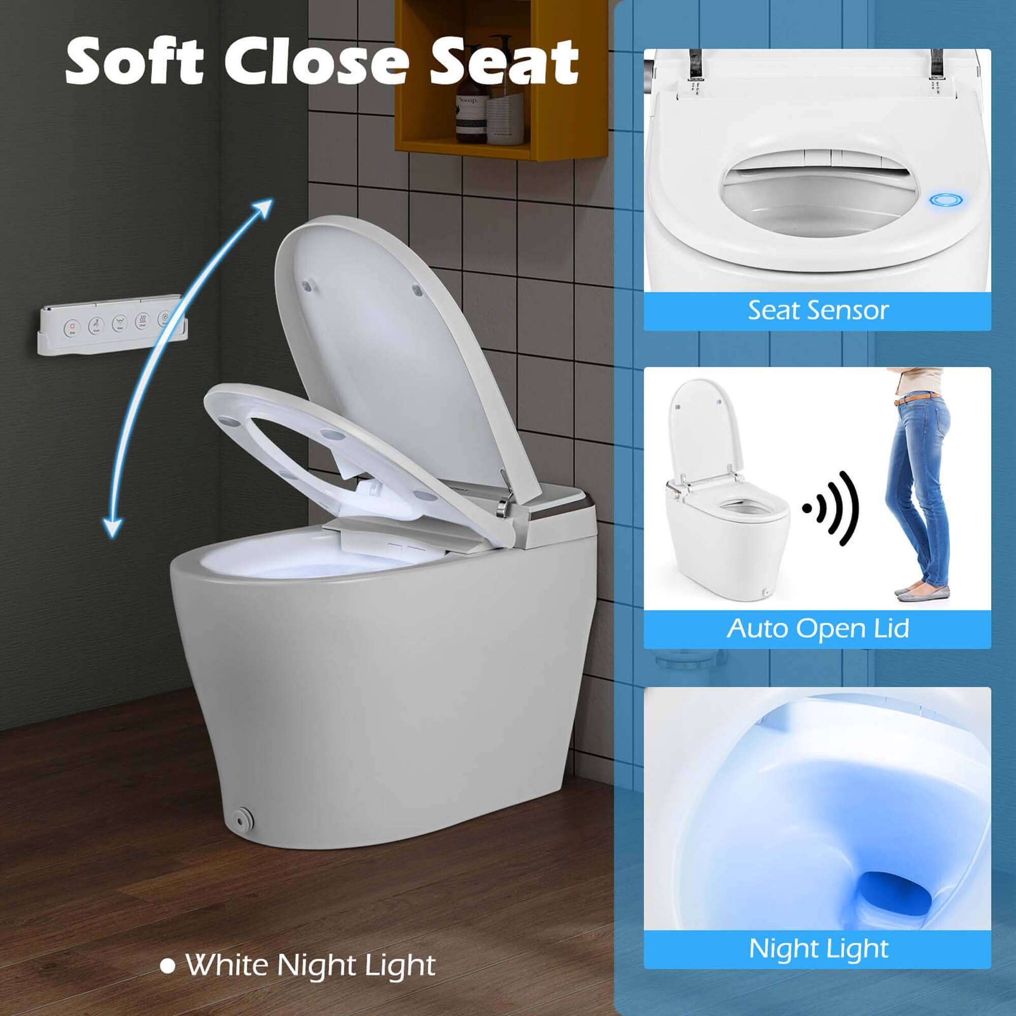 Soft Close Seat Seat Sensor Auto Open Lid White Night Light Night Light
