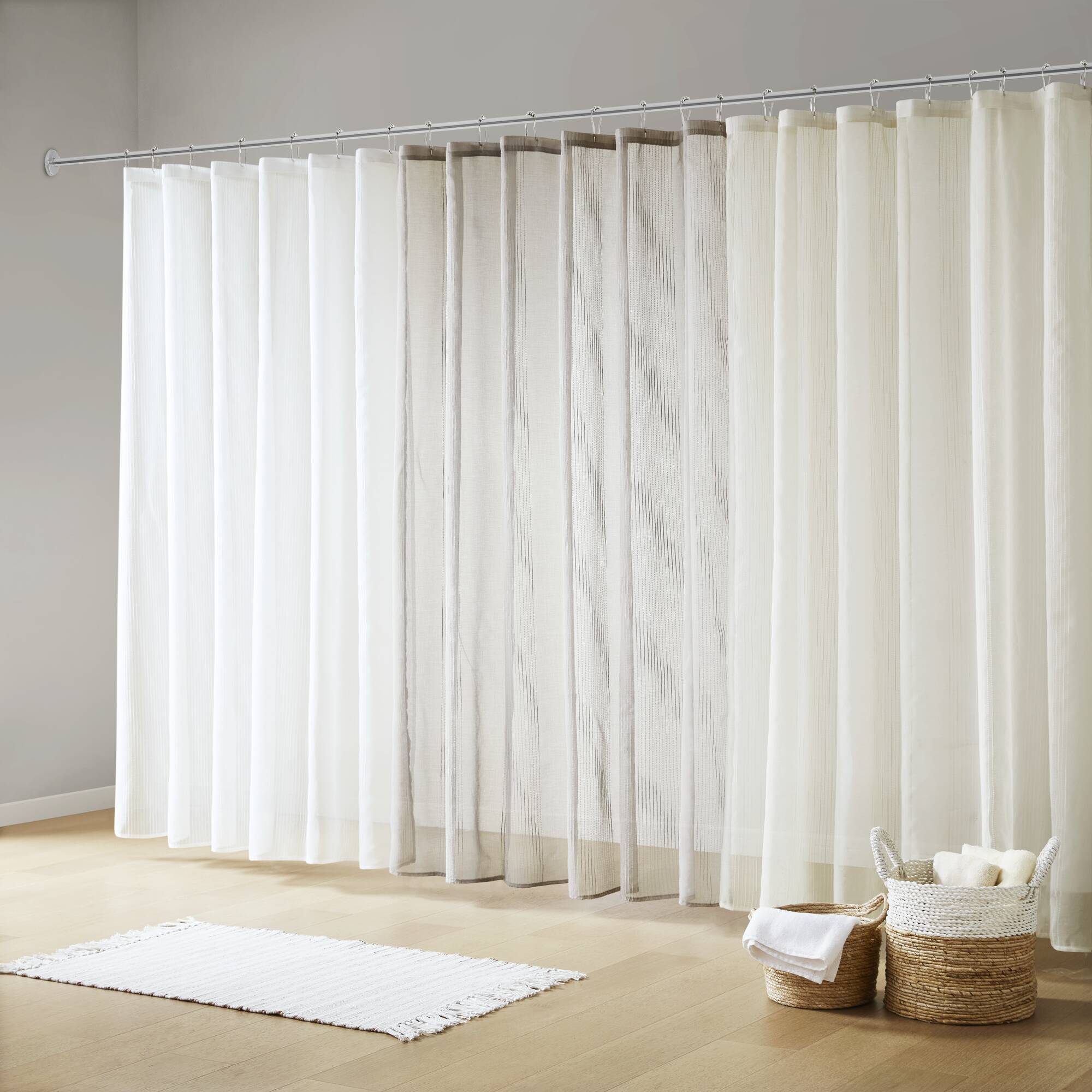 Alt View 4. BreeBe - 1-Piece 72x72' Sheer Shower Curtain,Ivory - Ivory.