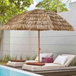 Meqiodas - 8'Thatch Patio Tiki Umbrella Tropical Palapa Raffia Tiki Hut Hawaiian Hula Beach Umbrella,Straw umbrella