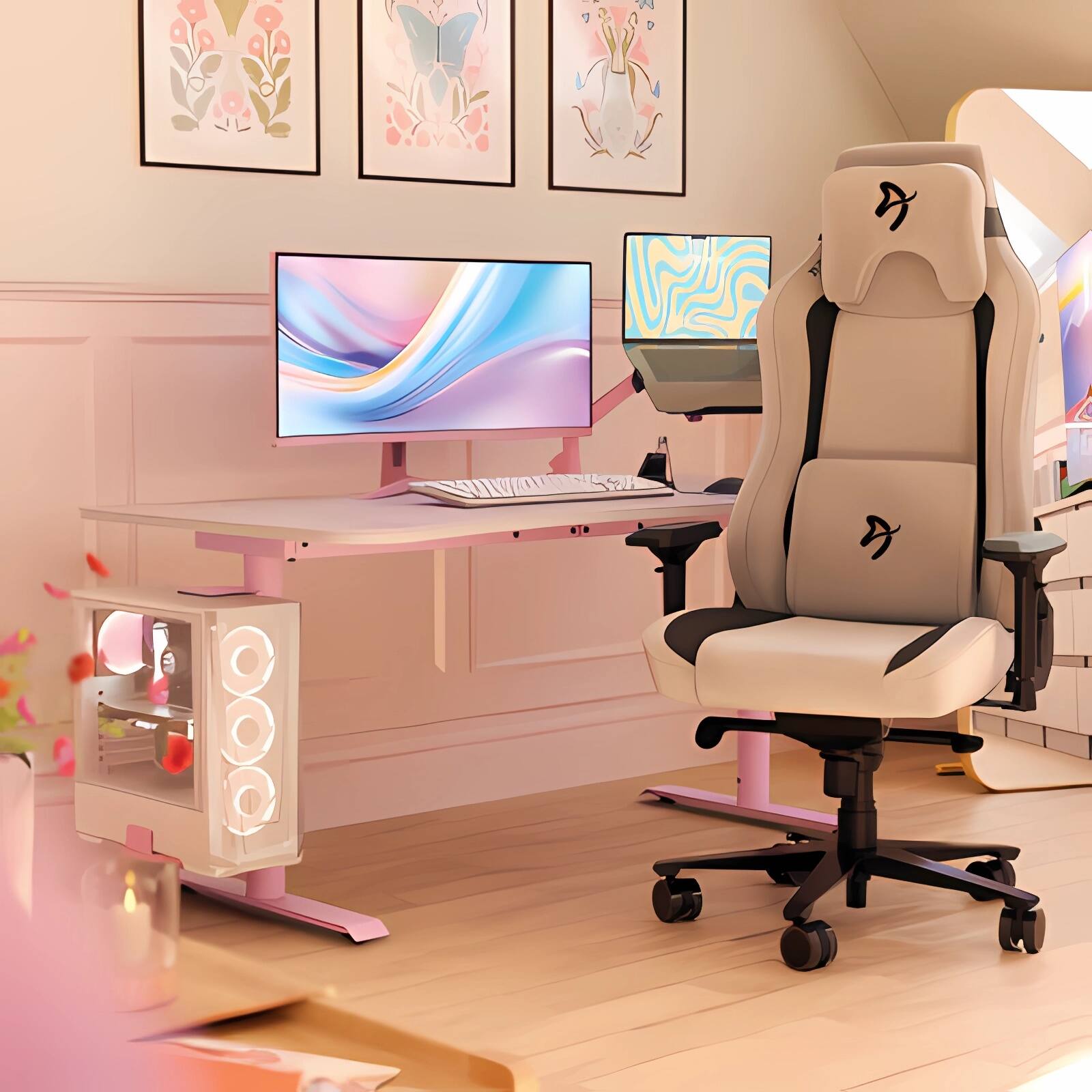 Alt View 1. Arozzi - Arozzi – Nova 34" Curved VA UWQHD 165Hz Gaming Monitor – Pink - Pink.