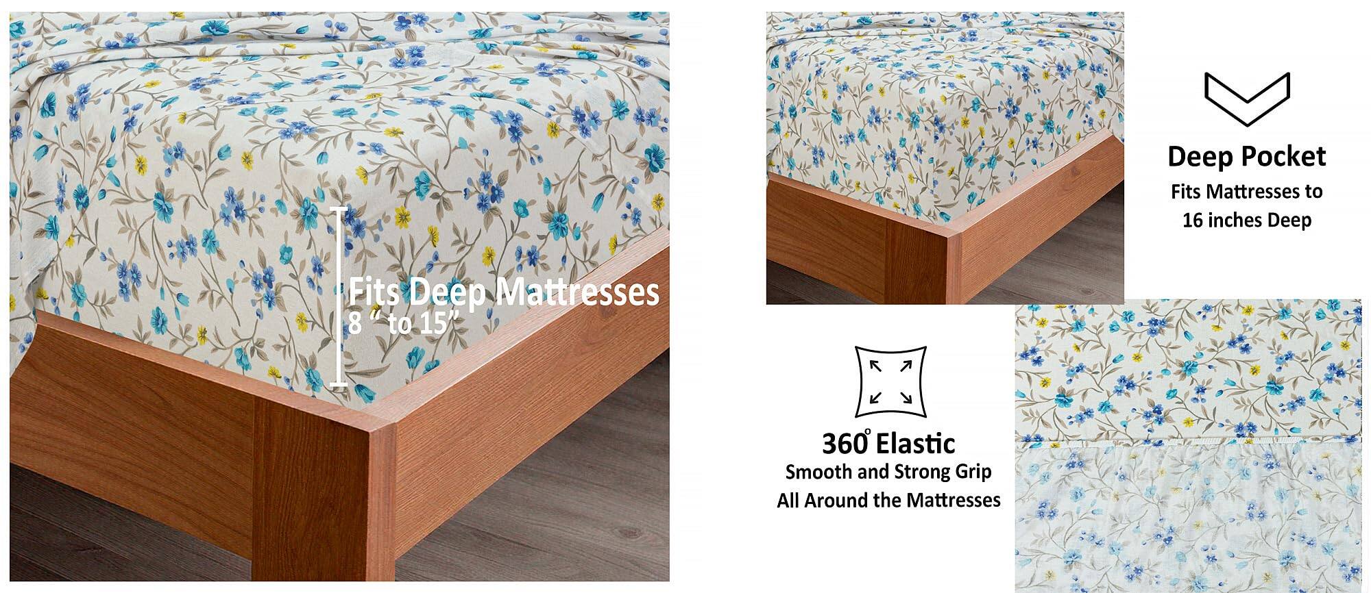 - Fits Deep Mattresses 8" to 15"
- Deep Pocket Fits Mattresses to 16 inches Deep
- 360° Elastic Smooth and Strong Grip All Around the Mattresses