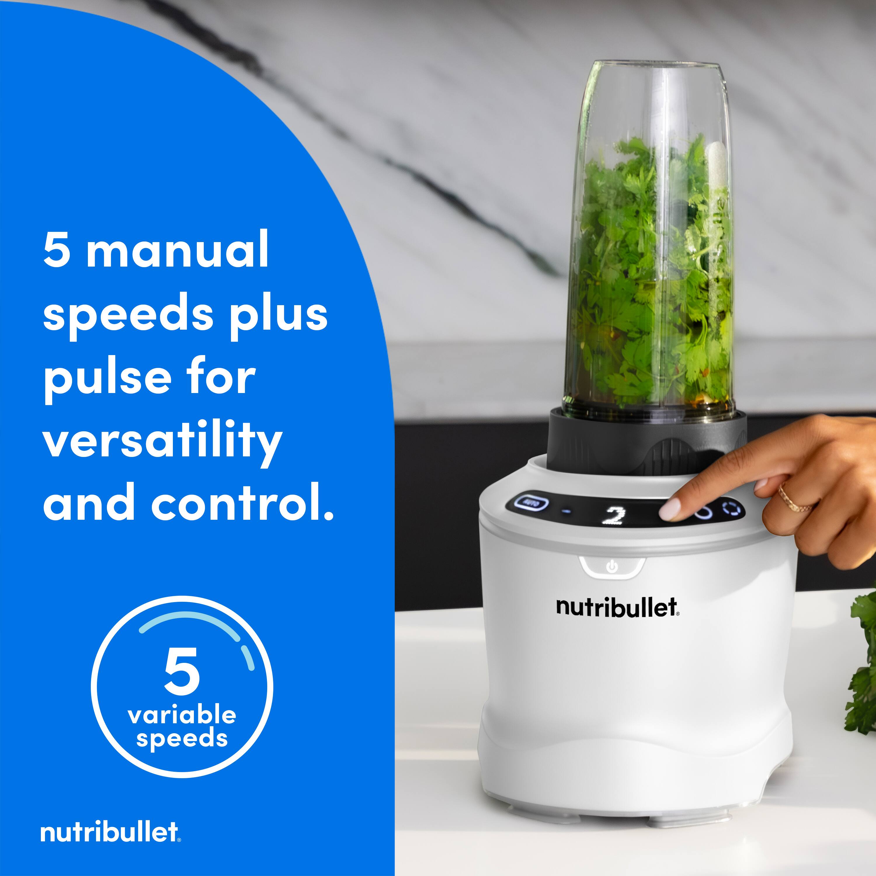 5 manual speeds plus pulse for versatility and control. I 2 C 5 variable speeds nutribullet. nutribullet.