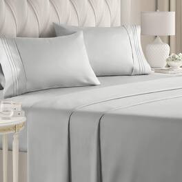 CGK Linens - Luxury Soft 4 Piece Solid Bed Sheet Set - Deep Pocket Fits 8"-16" Mattresses - King - French Grey