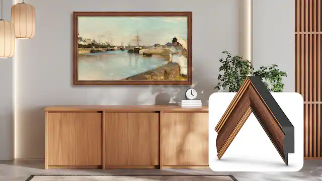 Front. Deco TV Frames - 55" Slim Bezel for Samsung The Frame TV - Industrial Copper.