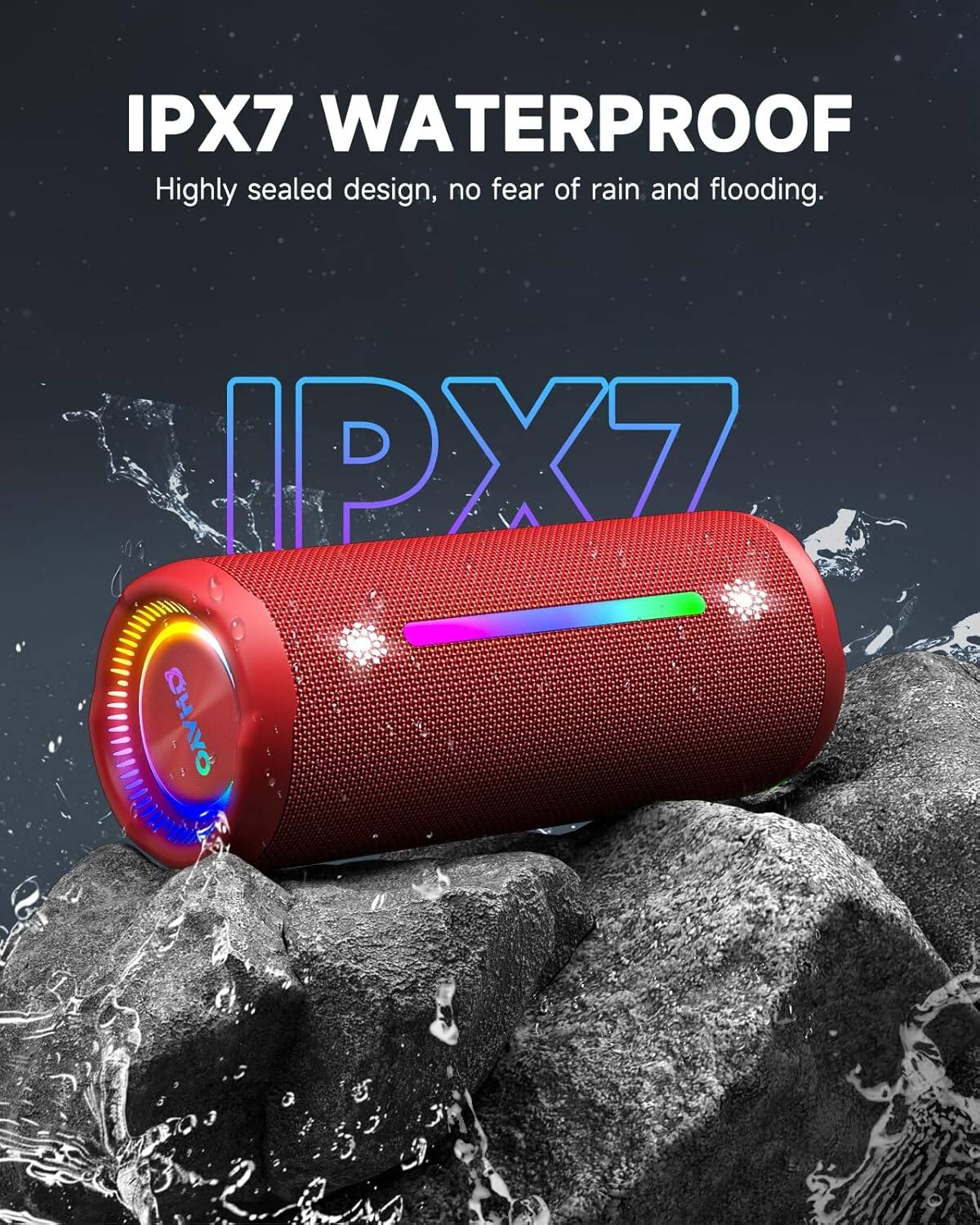 IPX7 WATERPROOF  
Highly sealed design, no fear of rain and flooding.