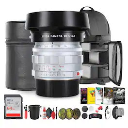 Bundle - Leica - Summilux-M 50mm f/1.4 Lens (2025) | Silver M-Mount Portrait Prime - - Black