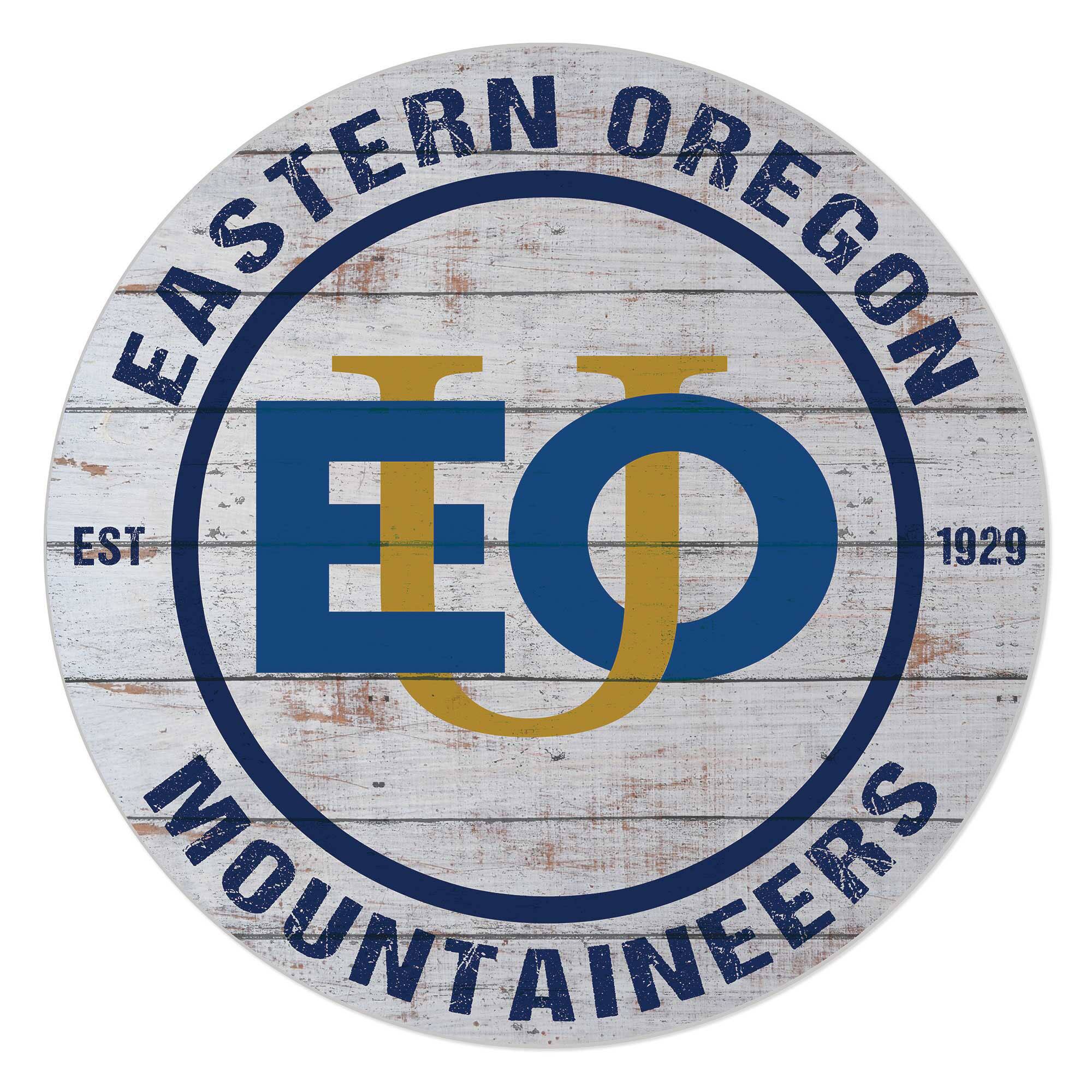 Eastern Oregon Mountaineers 20" Indoor/Outdoor Weathered Circle Sign