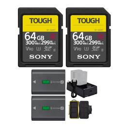 Sony - 64GB UHS-II Tough G-Series SD Card (2-Pack) with Battery Pack Bundle