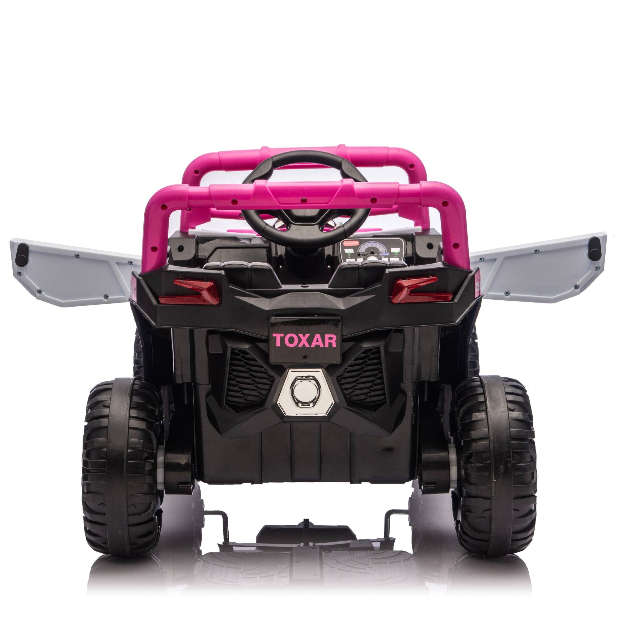 Alt View 9. BreeBe - 12V Kids Ride-On Electric UTV with 2.4G Parental Remote, Slow Start, Swing, Shock Absorbers, LED Music, Ages 3-5 - Pink.