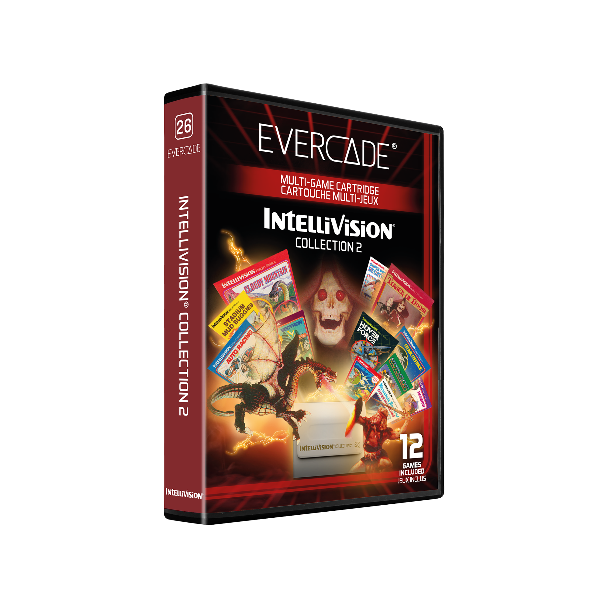 26 EVERCADE EVERCADE MULTI-GAME CARTOUCHE CARTRIDGE MULTI-JEUX INTELLIVISION COLLECTION 2 INTELIVISION - MOUNTAIN 1000 INTERNATION CLOUDY TOWER 90 INTELLIVISION - NAVER TADIUMBUGGIES MUD VECTRON INTELLIVISION AUTO RACING STAR COLLECTION 2 GWO HEARMAN INTELLIVISION COLLECTIONS 12 GAMES INCLUDED JEUX INCLUS