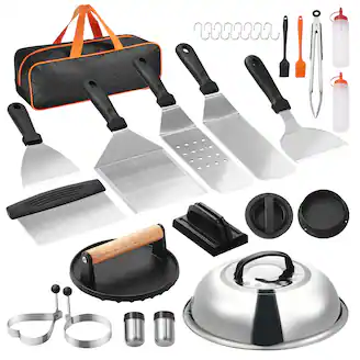 28PCS Griddle Accessories Kit, Flat Top Grill Accessory, Enlarged Spatula Gift Set, Stainless Steel Grilling Tools