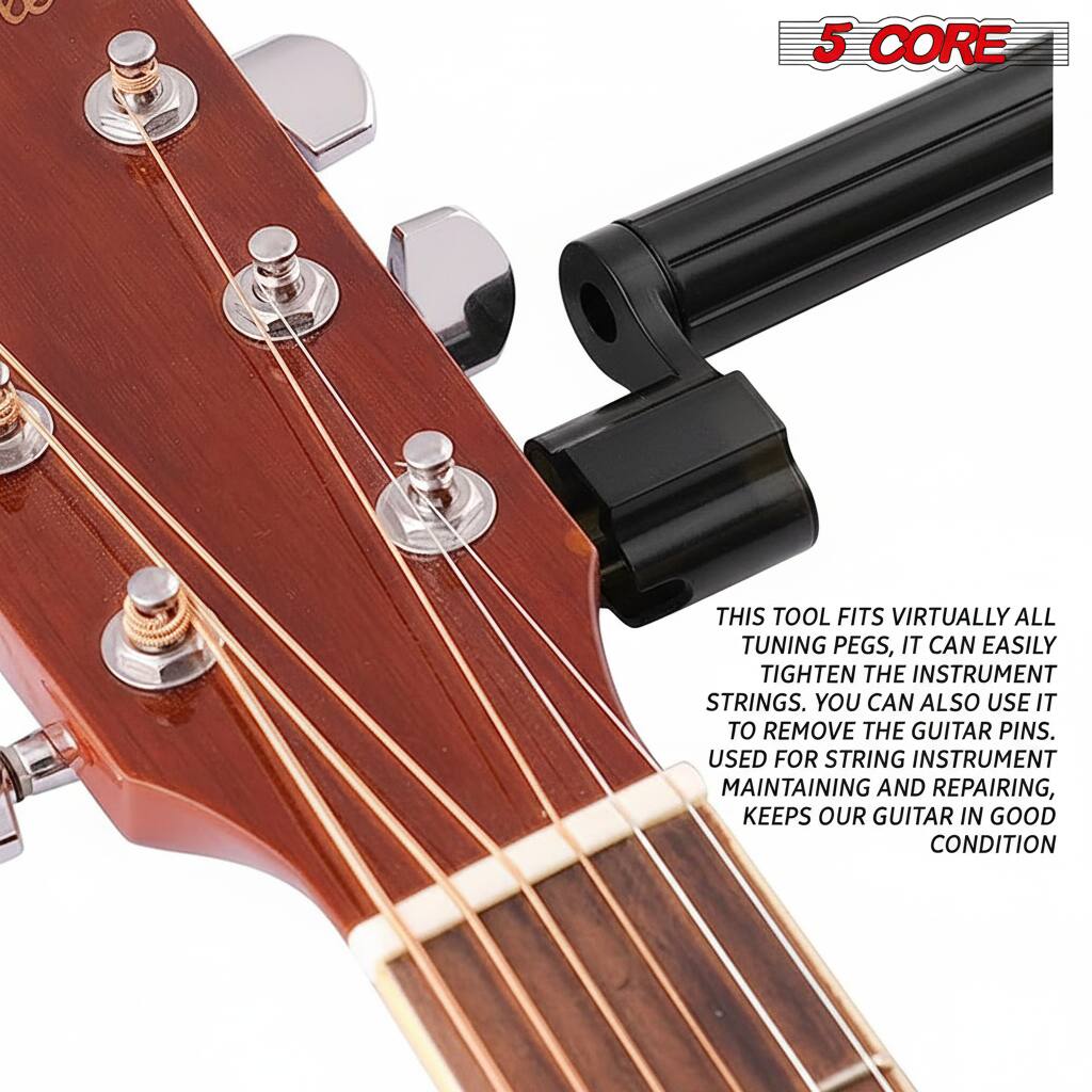 5 CORE

THIS TOOL FITS VIRTUALLY ALL TUNING PEGS, IT CAN EASILY TIGHTEN THE INSTRUMENT STRINGS. YOU CAN ALSO USE IT TO REMOVE THE GUITAR PINS. USED FOR STRING INSTRUMENT MAINTAINING AND REPAIRING, KEEPS OUR GUITAR IN GOOD CONDITION