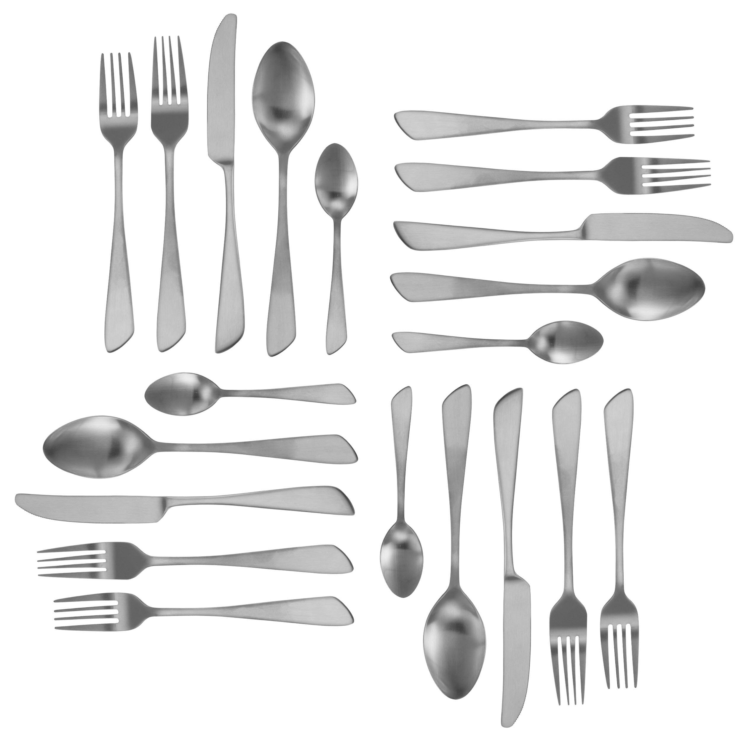 Alt View 2. MegaChef - MegaChef Gibbous 20 Piece Flatware Utensil Set, Stainless Steel Silverware Metal Service for 4 in Matte Silver - Silver.