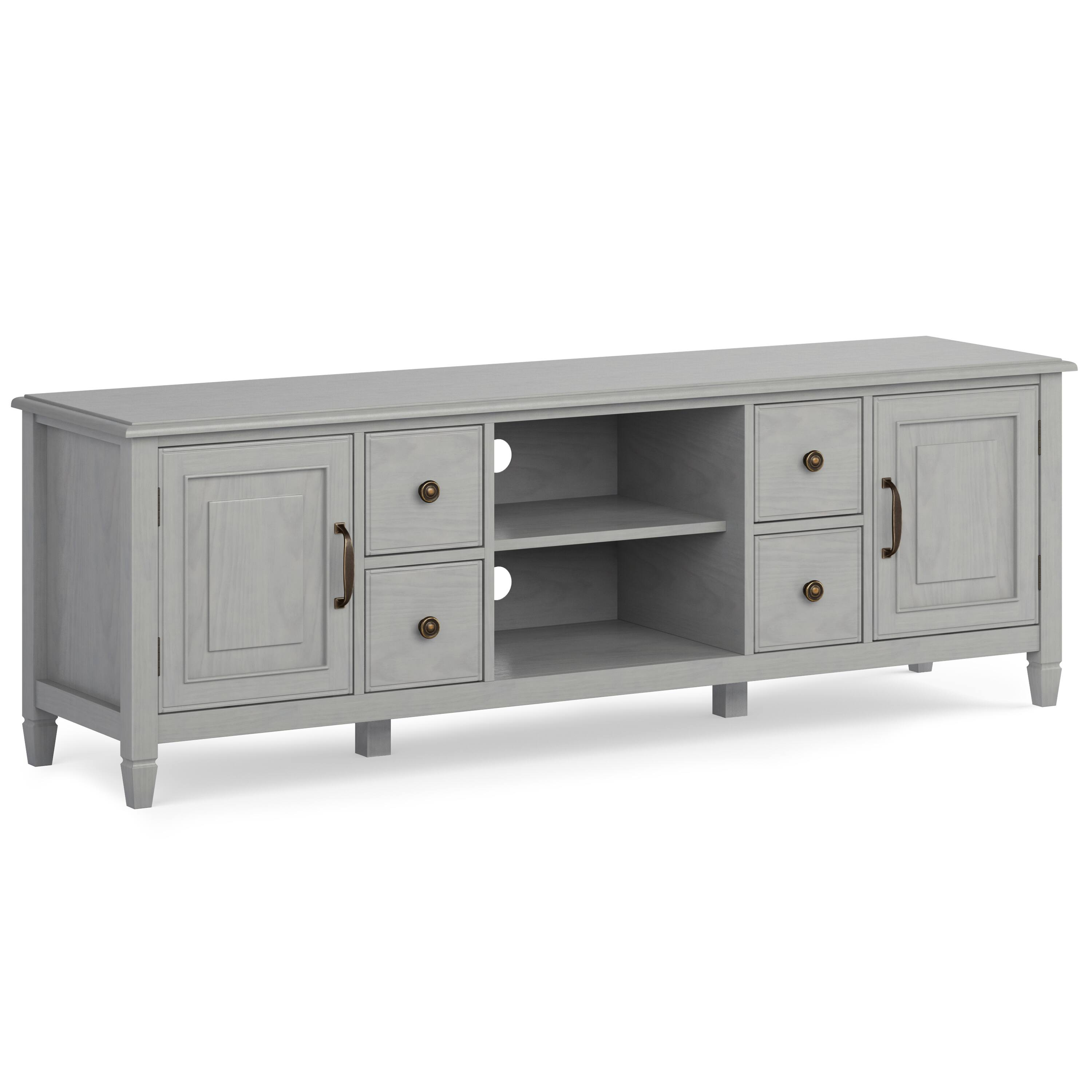 Front. Simpli Home - Connaught SOLID WOOD 72 inch Wide TV Stand in Fog Grey For TVs up to 80 inches - Fog Grey.