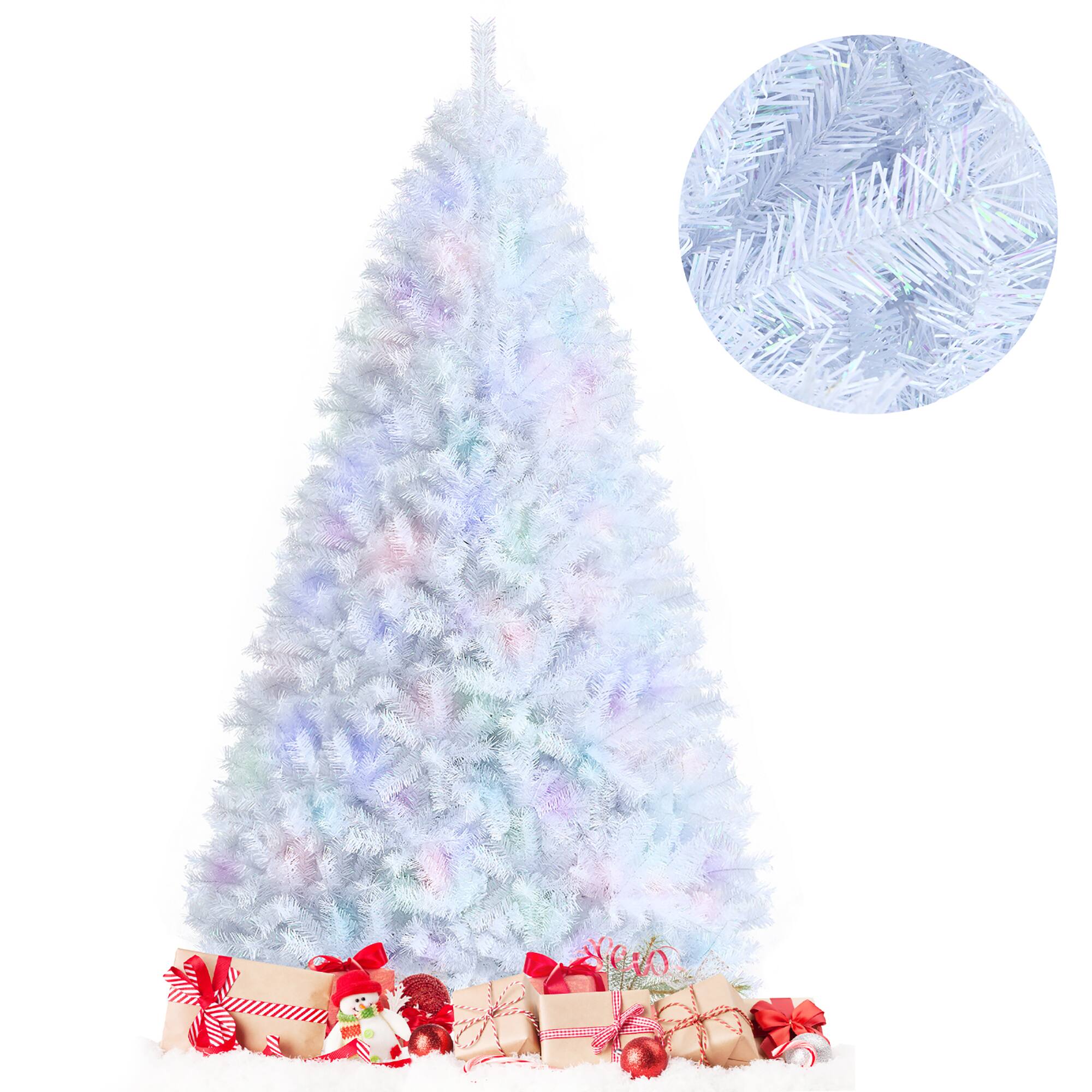 Alt View 21. Costway - 8ft Iridescent Tinsel Artificial Christmas Tree with 1636 Branch Tips - White.