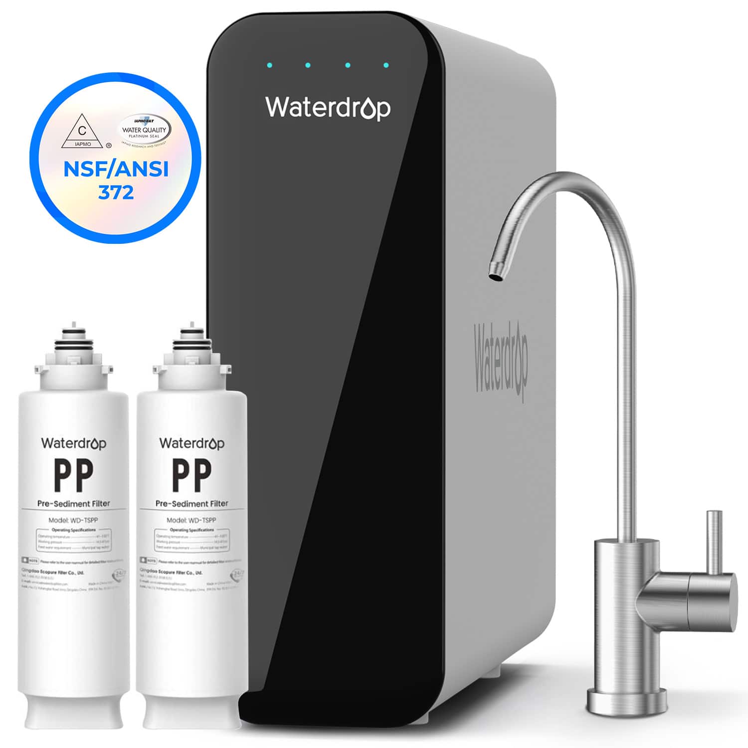 Waterdrop - TSU-W Under Sink Water Filter System Extra WD-TSPP-2 Water Filters - White