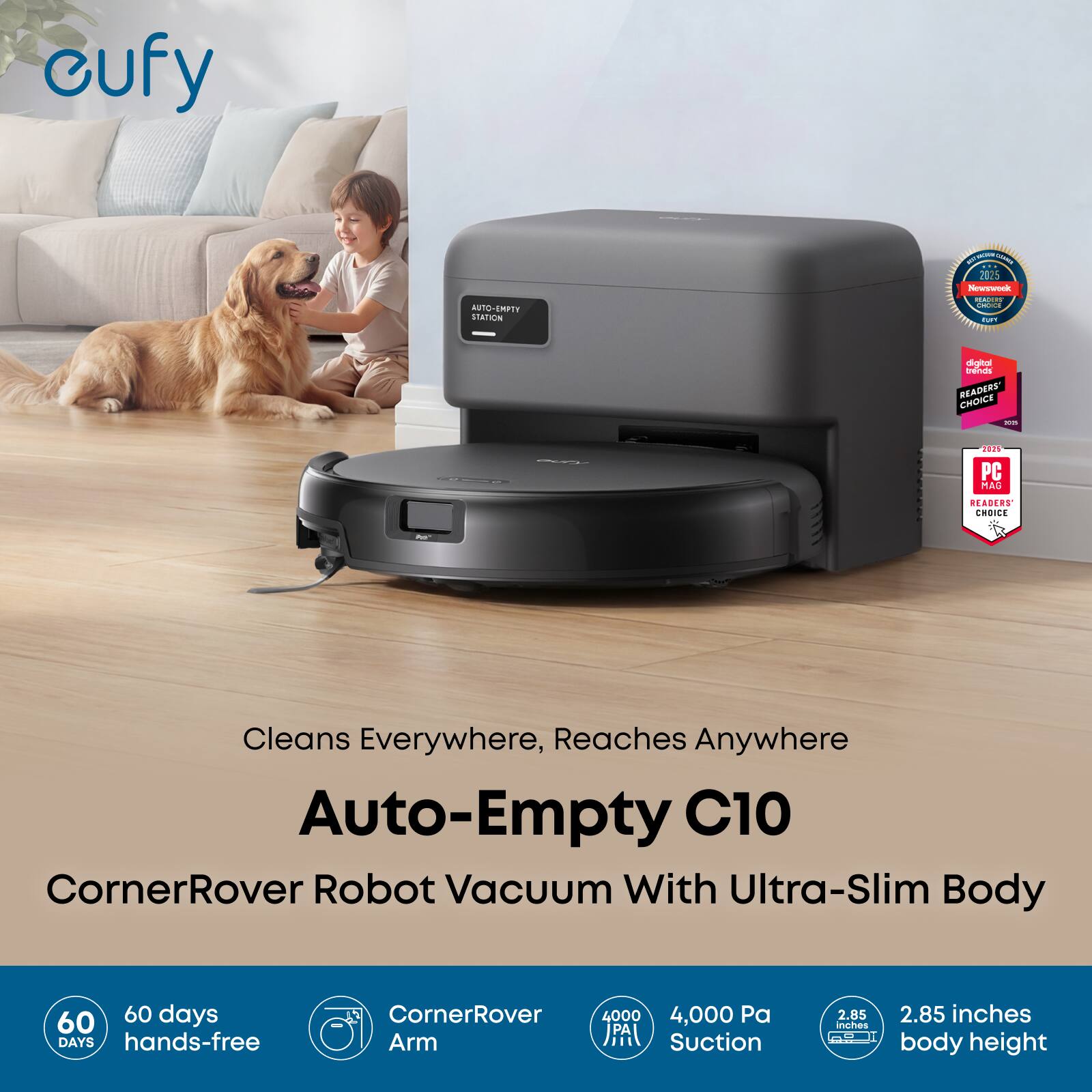 eufy Robot Vacuum C10 with Self Emptying, 8 Weeks Hands Free +6