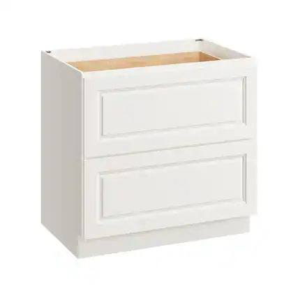 Front. Boyel Living - 36 Inch Glacier White 2 Drawer Kitchen Base Cabinet with Soft-Close Slides - Glacier White.