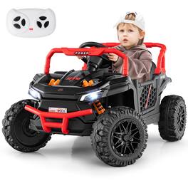 Gymax - 12V Kids Ride on Truck w/Parental Remote 3 Speeds & Reverse Forward Function - Black