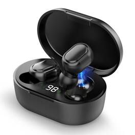 Cluzine - TWS Wireless Earbuds, IPX Waterproof Sport Design, Noise Reduction, Stereo Bluetooth Headphones - Black