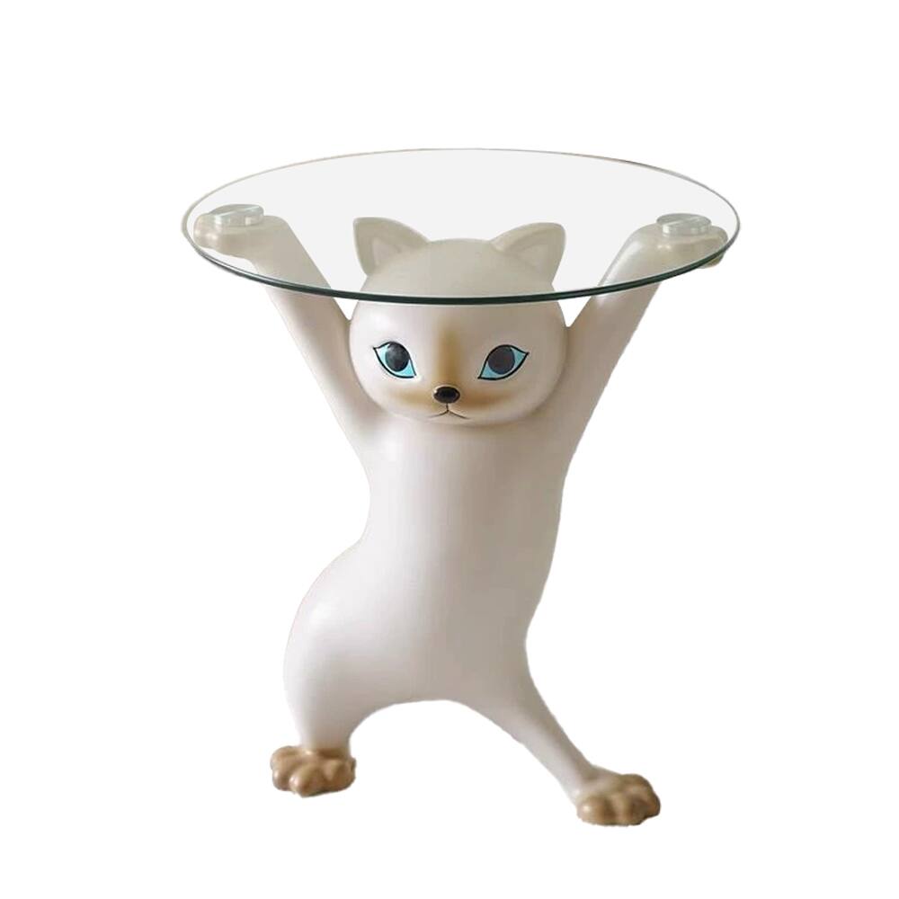 Alt View 3. Eureka Ergonomic - 23" Cat Shaped Side Table with Storage Tray - White.