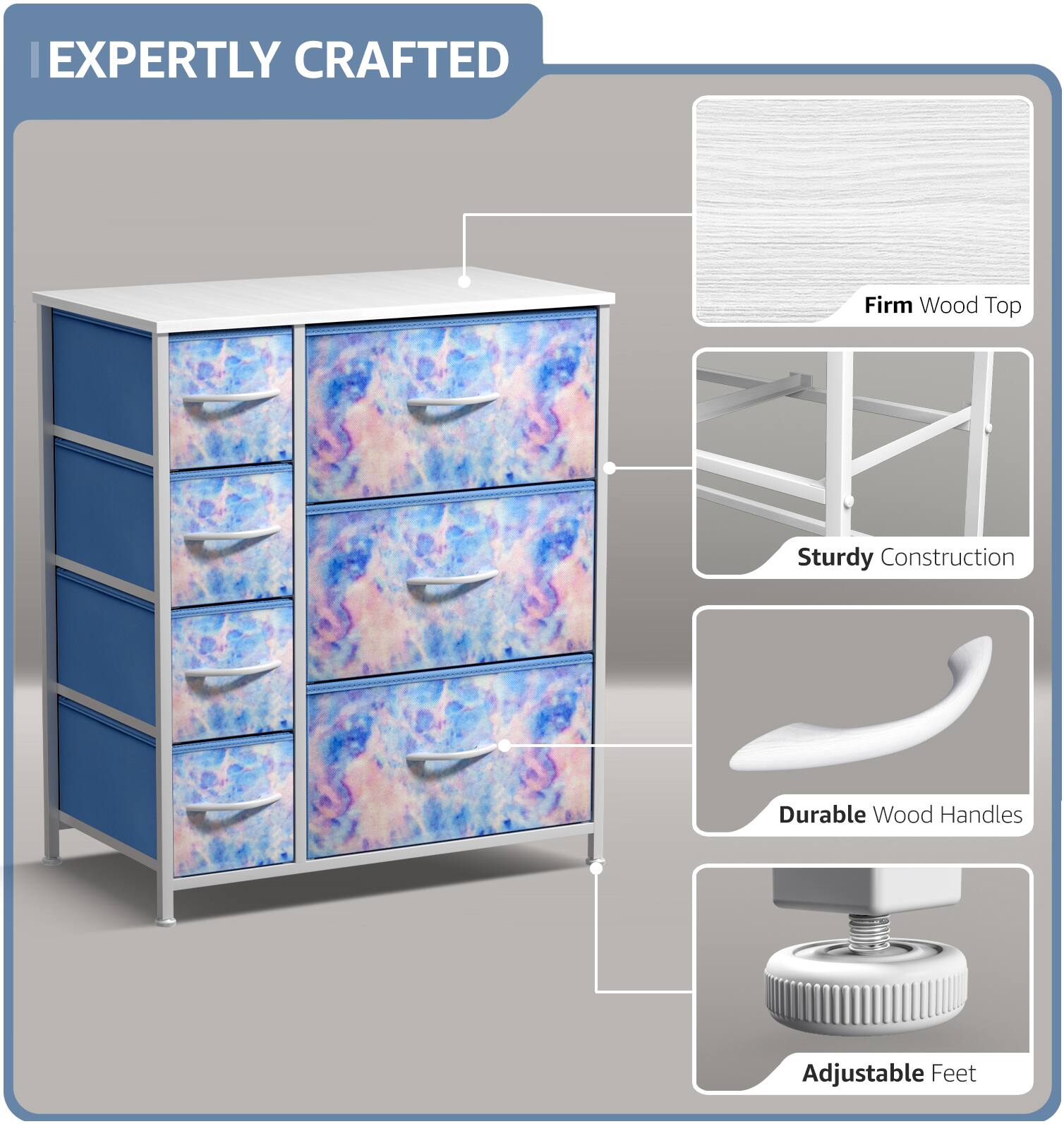 EXPERTLY CRAFTED

- Firm Wood Top
- Sturdy Construction
- Durable Wood Handles
- Adjustable Feet