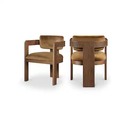 Front. Meridian Furniture - Sacha Saddle Velvet Dining Chair, Set of 2 - Brown.