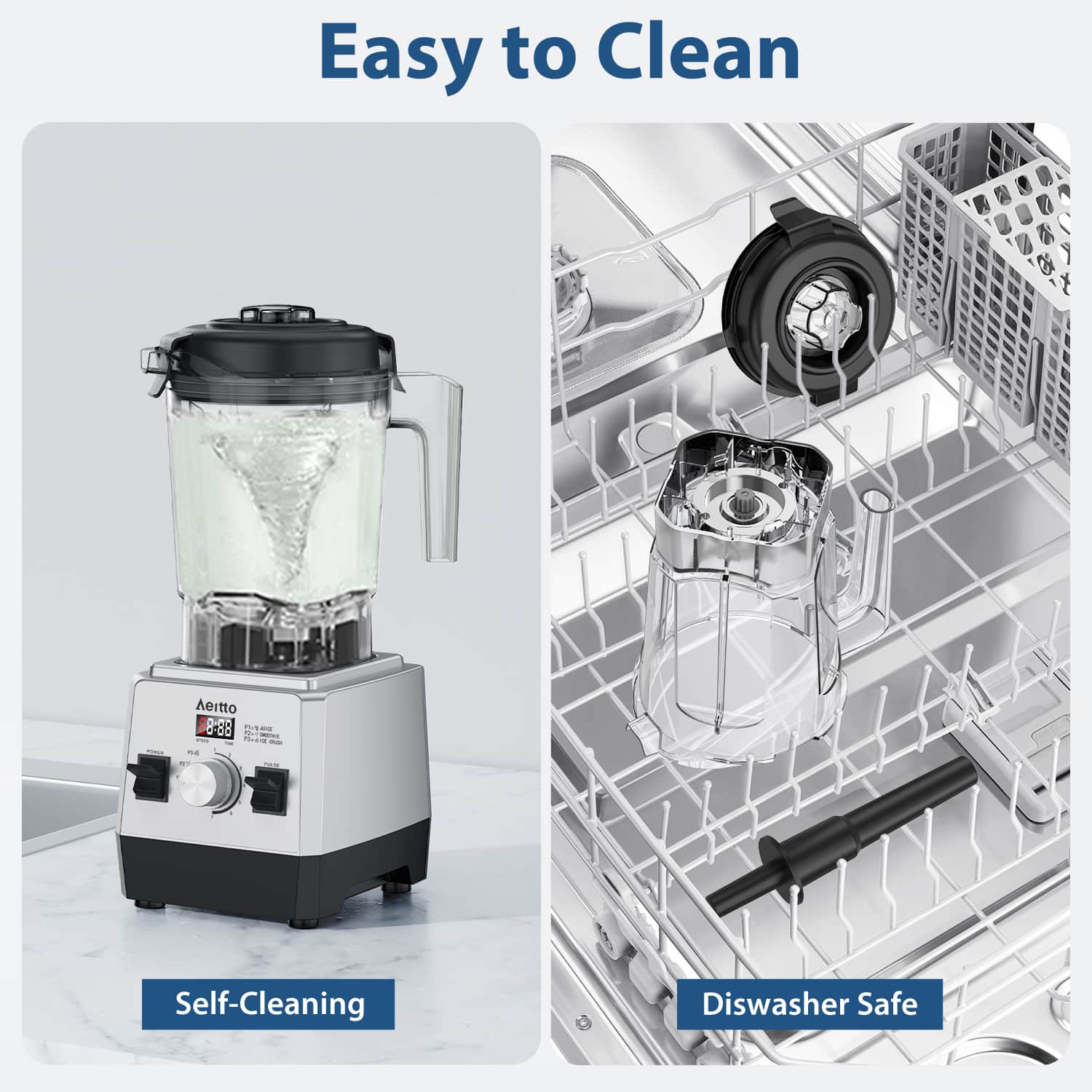 Easy to Clean
Self-Cleaning
Diswasher Safe
