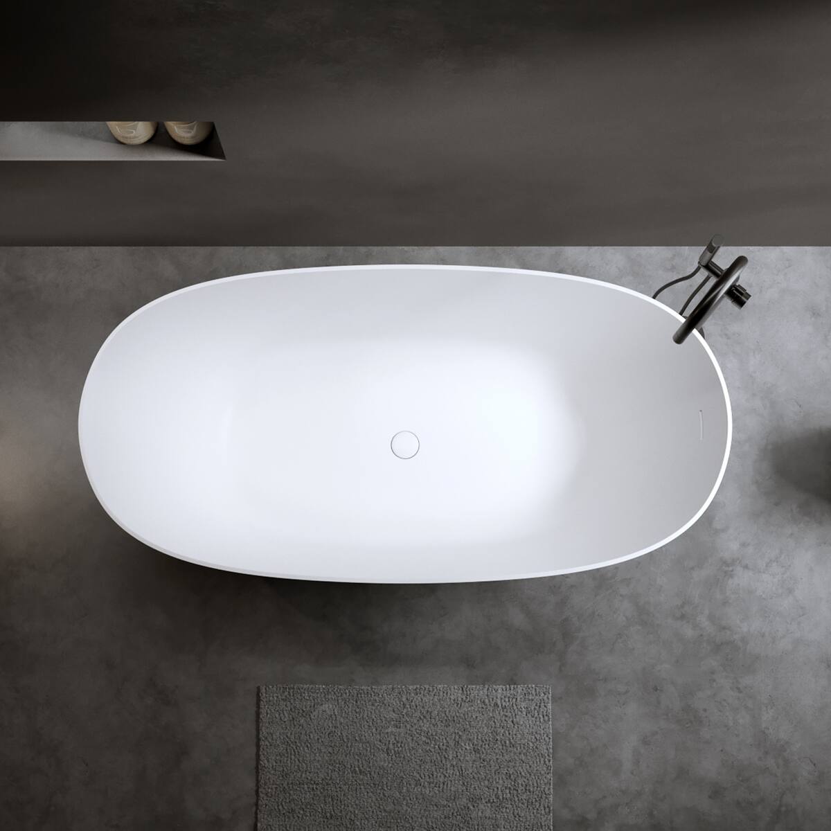 Loheer 65 in Freestanding Soaking Bathtub, Solid Surface Stone Resin ...