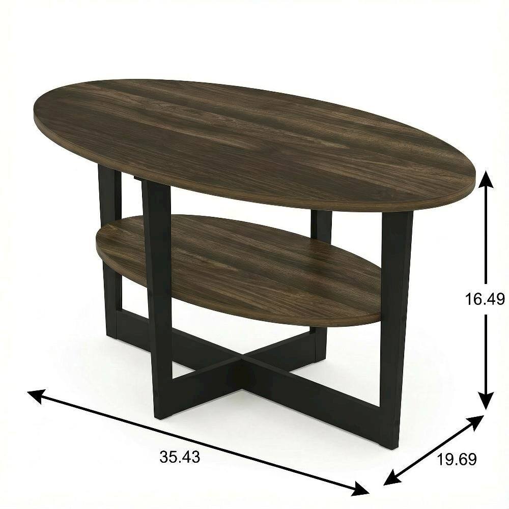 FurniFact - Oval Coffee Table Columbia Walnut Black Finish with Durable Construction - Columbia Walnut/Black price history on PriceWatchPro