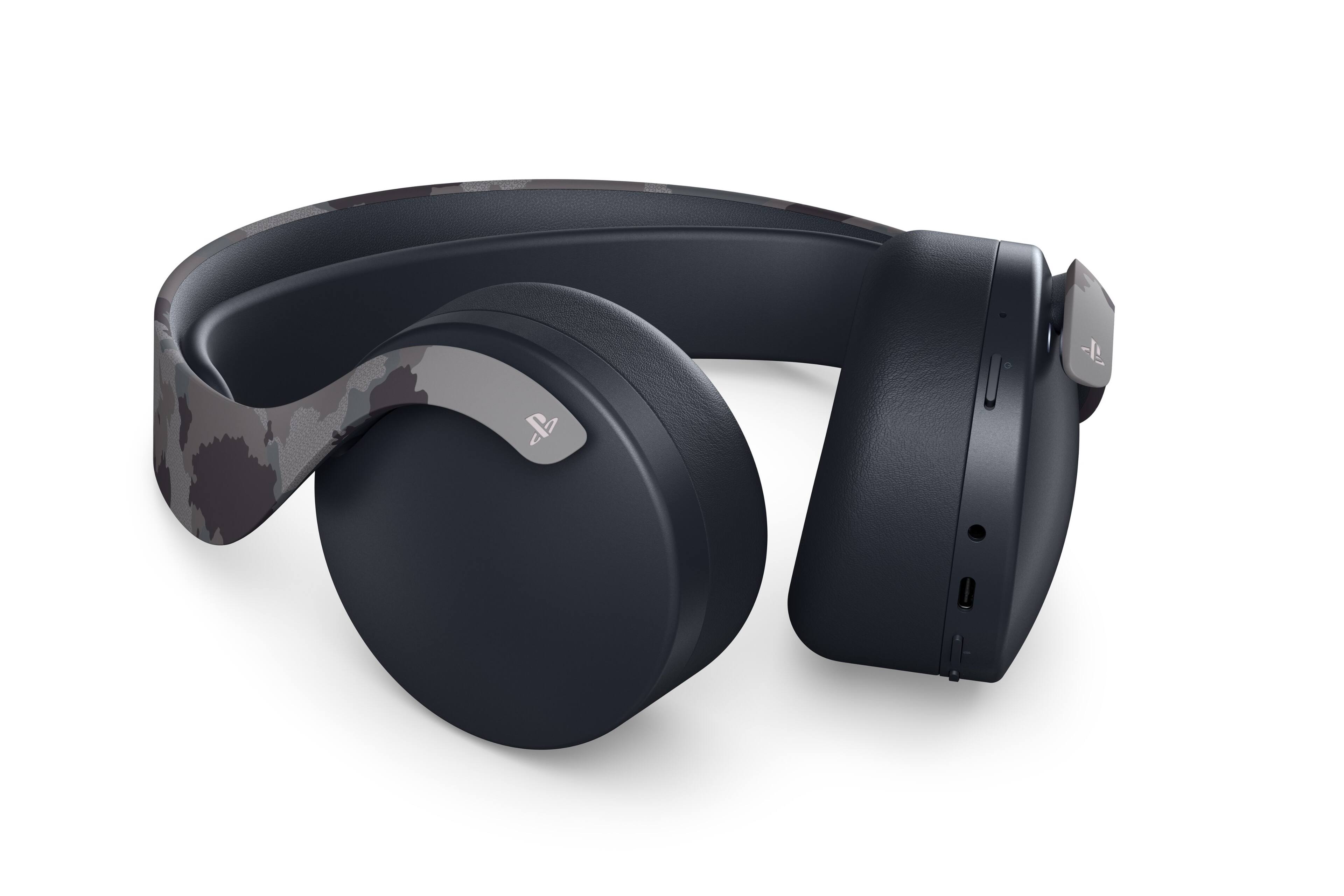 Left. Sony - PULSE 3D Wireless Gaming Headset for PS5, PS4, and PC - Gray Camouflage.