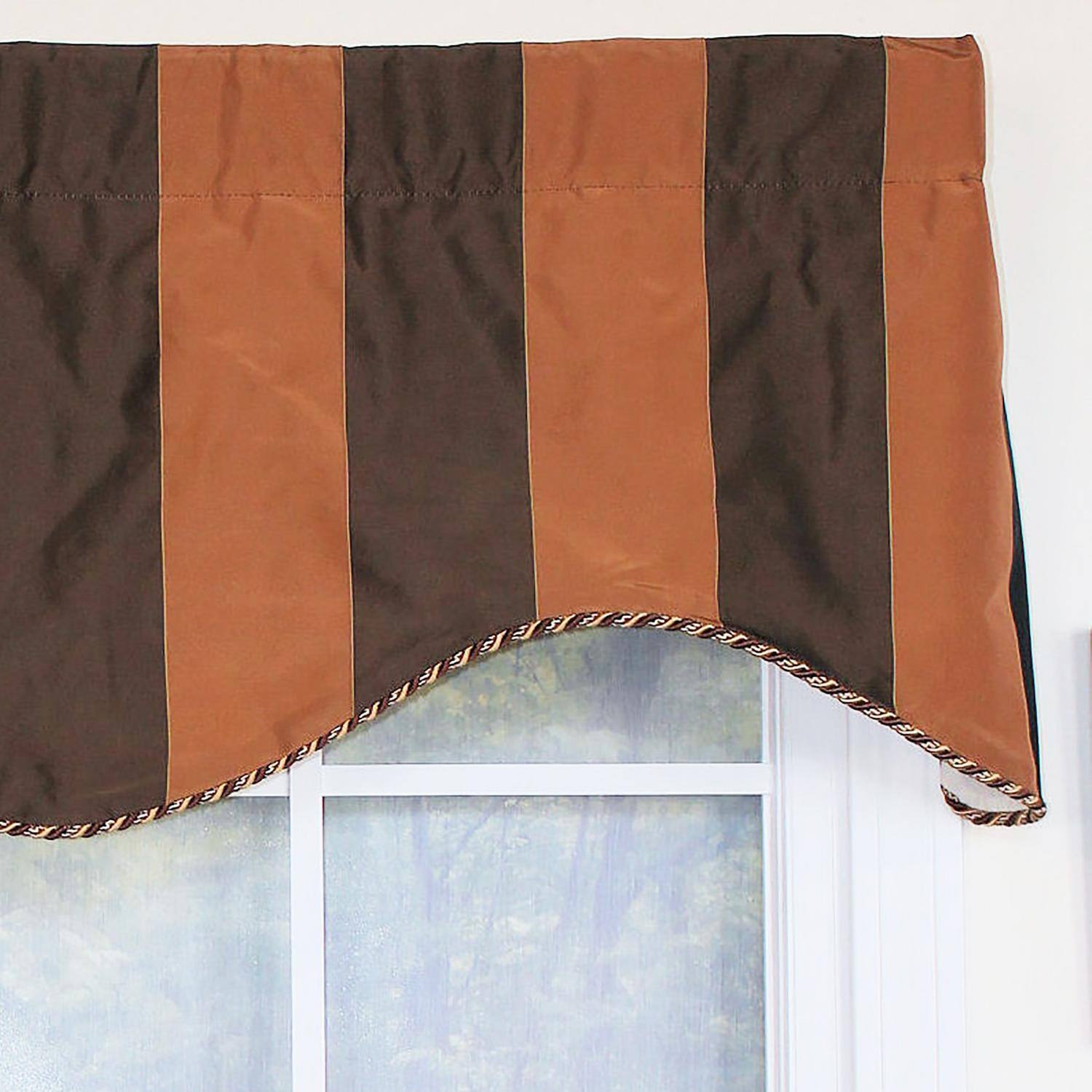 Left. RLF Home - RLF Home Pascal Corded Cornice 100% Cotton with Fully Lined 3" Rod Pocket Valnance for Windows 50" x 17" Chocolate - Chocolate.