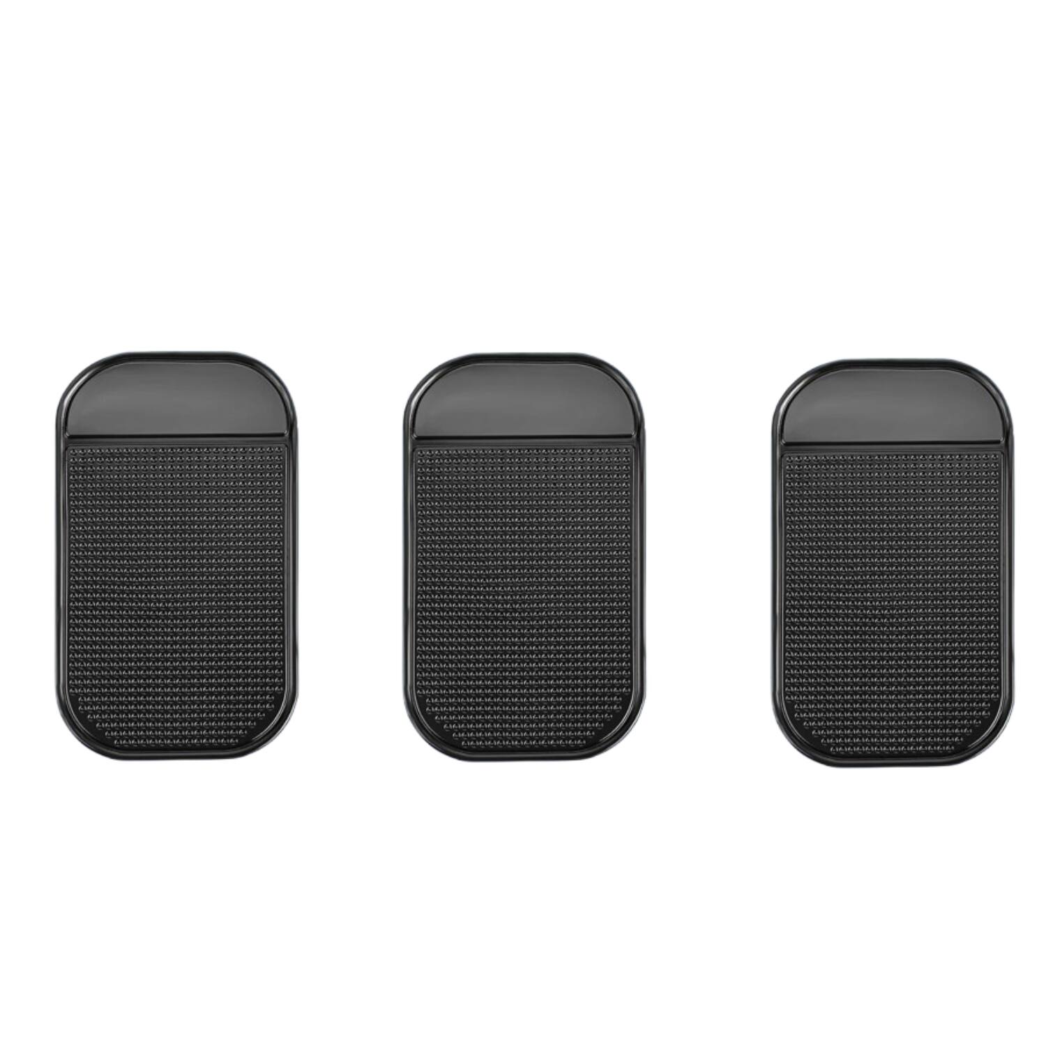 Front. Stock Preferred - 3Pcs Car Magic Anti-Slip Dashboard Sticky Pad Non-Slip Mat Phone & GPS Holder - Black.