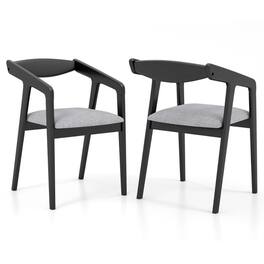 Kadyn - Dining Room Chairs, Kitchen Chairs,Wooden Dining Chair Set of 2 with Rubber Wood Frame Armrests and Padded Cushion-black - Gray