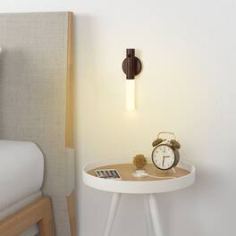 Oumilen - 2 Pack Motion Sensor LED Wall Sconce – Rechargeable Magnetic Wood Wall Light