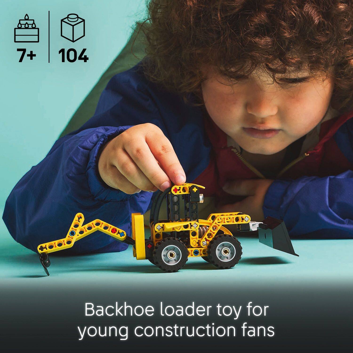 7+ 104 Backhoe loader toy for young construction fans