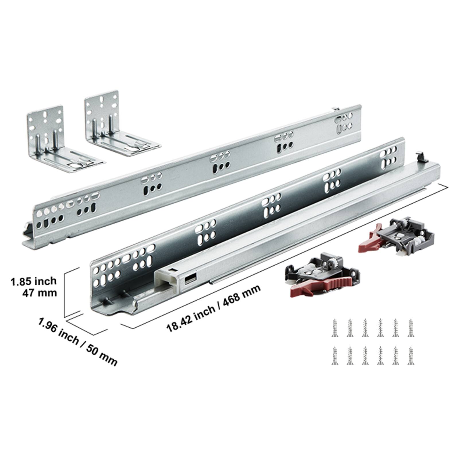 1.85 inch / 47 mm  
1.96 inch / 50 mm  
18.42 inch / 468 mm