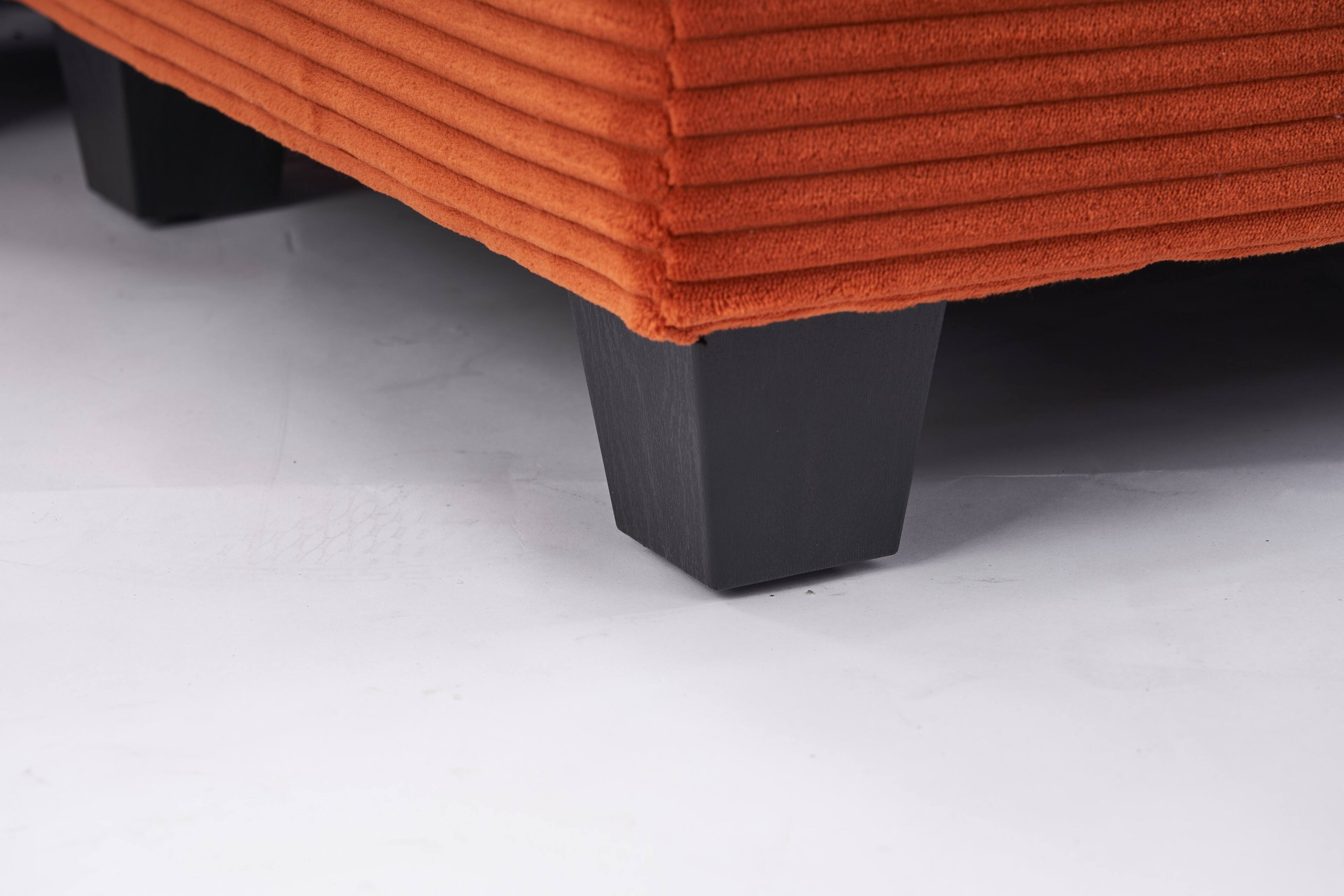 Alt View 1. JUJABU - Orange Corduroy Fabric 46" Single Lounge Accent Chair with 1 Ottoman, Foam Cushions, Removable Armrest - Orange.