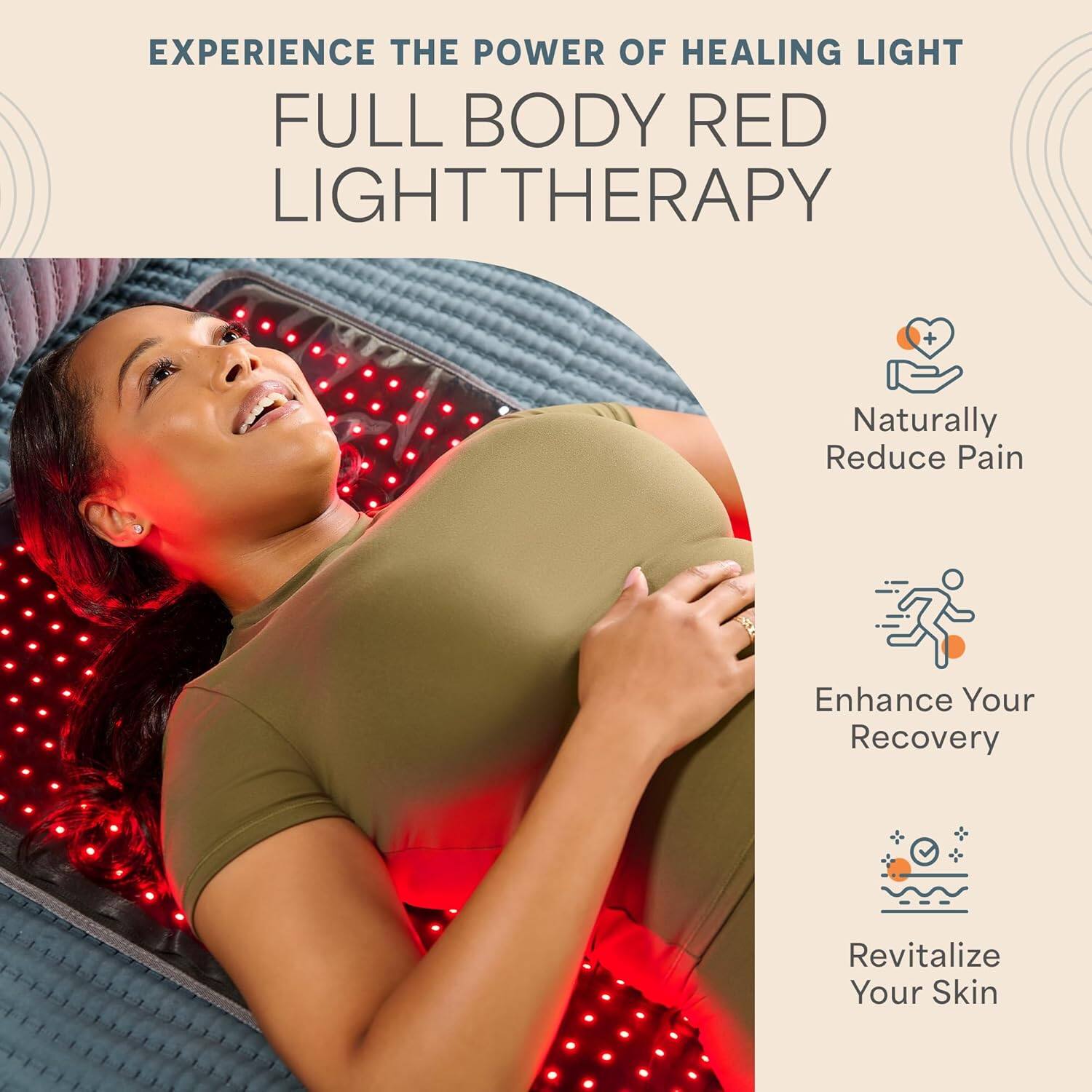 LifePro AllevaBody Fit Red Light Therapy Mat 1280 LEDs, 660nm