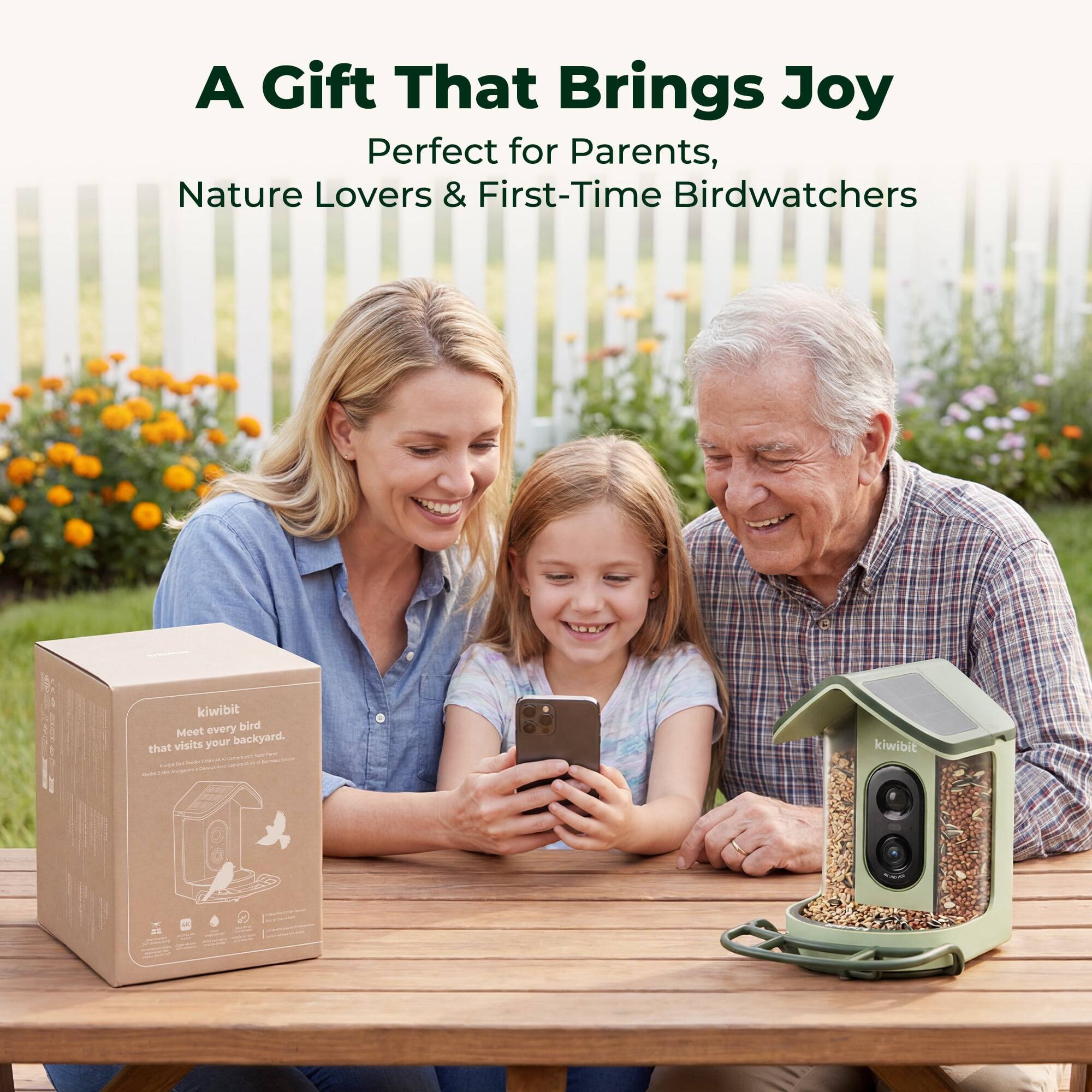 A Gift That Brings Joy  
Perfect for Parents, Nature Lovers & First-Time Birdwatchers  

kiwibit  
Meet every bird that visits your backyard.