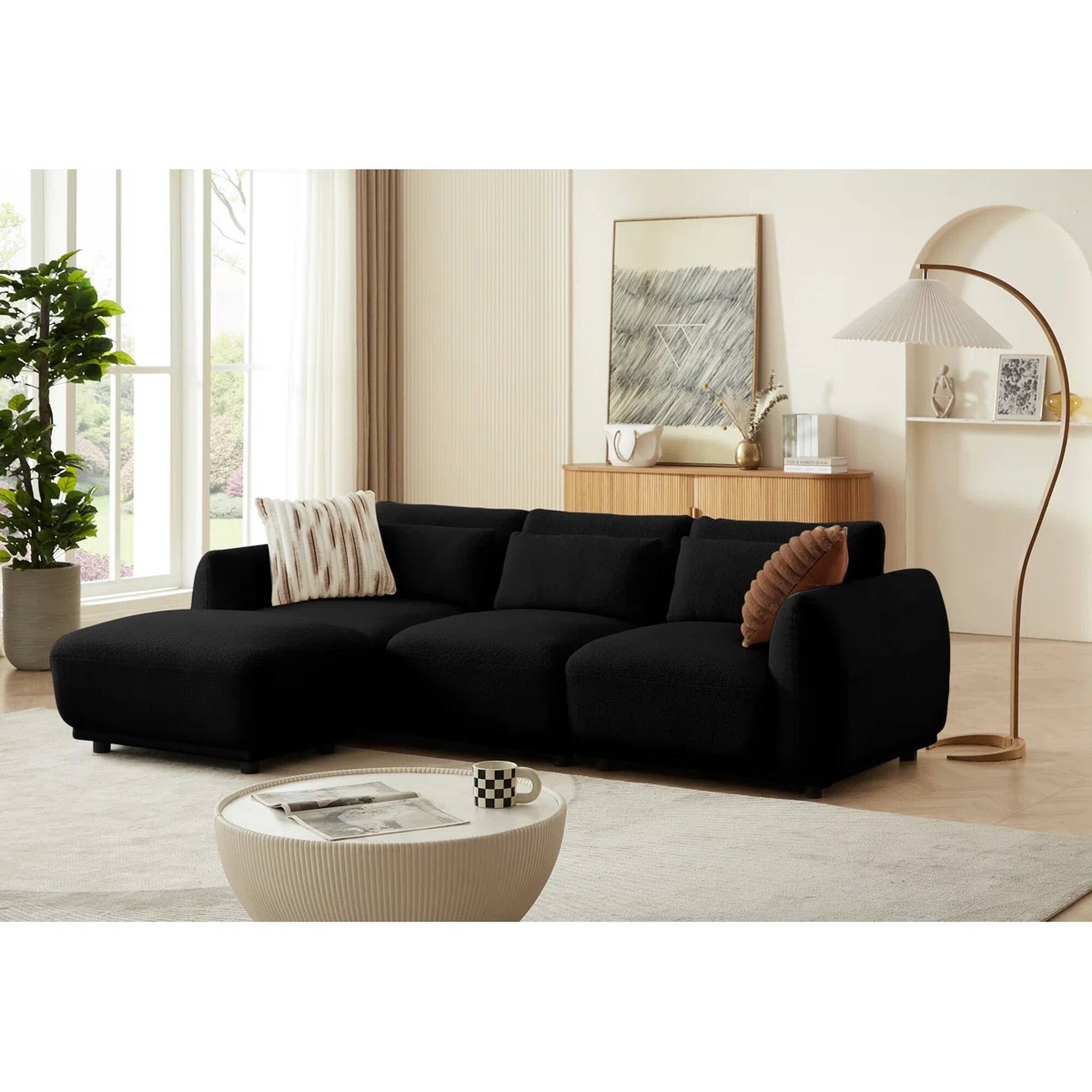 Alt View 4. Yardgrace - 4-Piece Upholstered Sectional Sofa – Stylish & Comfortable for Living Room - Black.