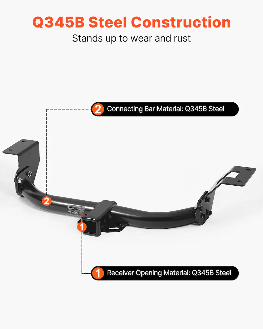 VEVOR Class 3 Trailer Hitch, 2 Inch Receiver, 6000 lbs, Q345B Steel ...