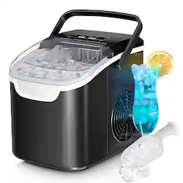 Electactic - Portable Countertop Bullet Ice Maker 26lbs/24h with 8 Larger Bullet Cubes, Portable - Black