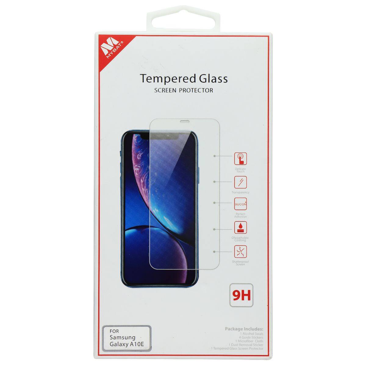 MYBAT MY Tempered Glass SCREEN PROTECTOR L Delicate Soorh Sansparenty PUCON Perfect Ashersson Ofpophcba Colning Shafterprouf Scree 9H FOR Samsung Galaxy 10E Package Includes: Alcuhol Swab 4 Guide Sticken - Micotiber Cloth . Dust Remnoual Sticker  Temponed Class Screen Protector