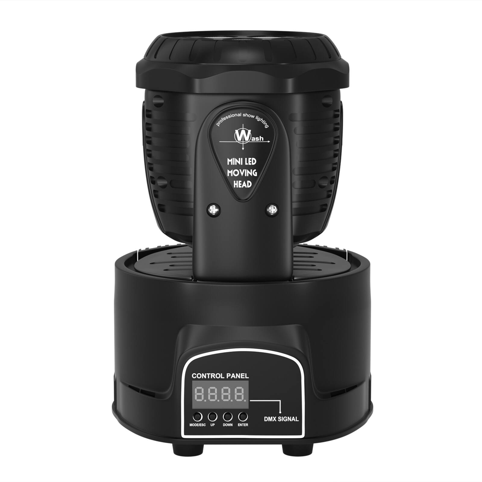 show professional lighting  
wash MINI LED MOVING HEAD  
CONTROL PANEL  
8.8.8.8.  
MODER SEC UP DOWN EXIT  
DMX SIGNAL