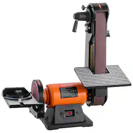 VEVOR - 6" Disc Sander & 2" x 42" Belt Sander, 420W Professional Bench Belt Disc Sanders Combo with Multiple Angle Adjustments - Orange;Black