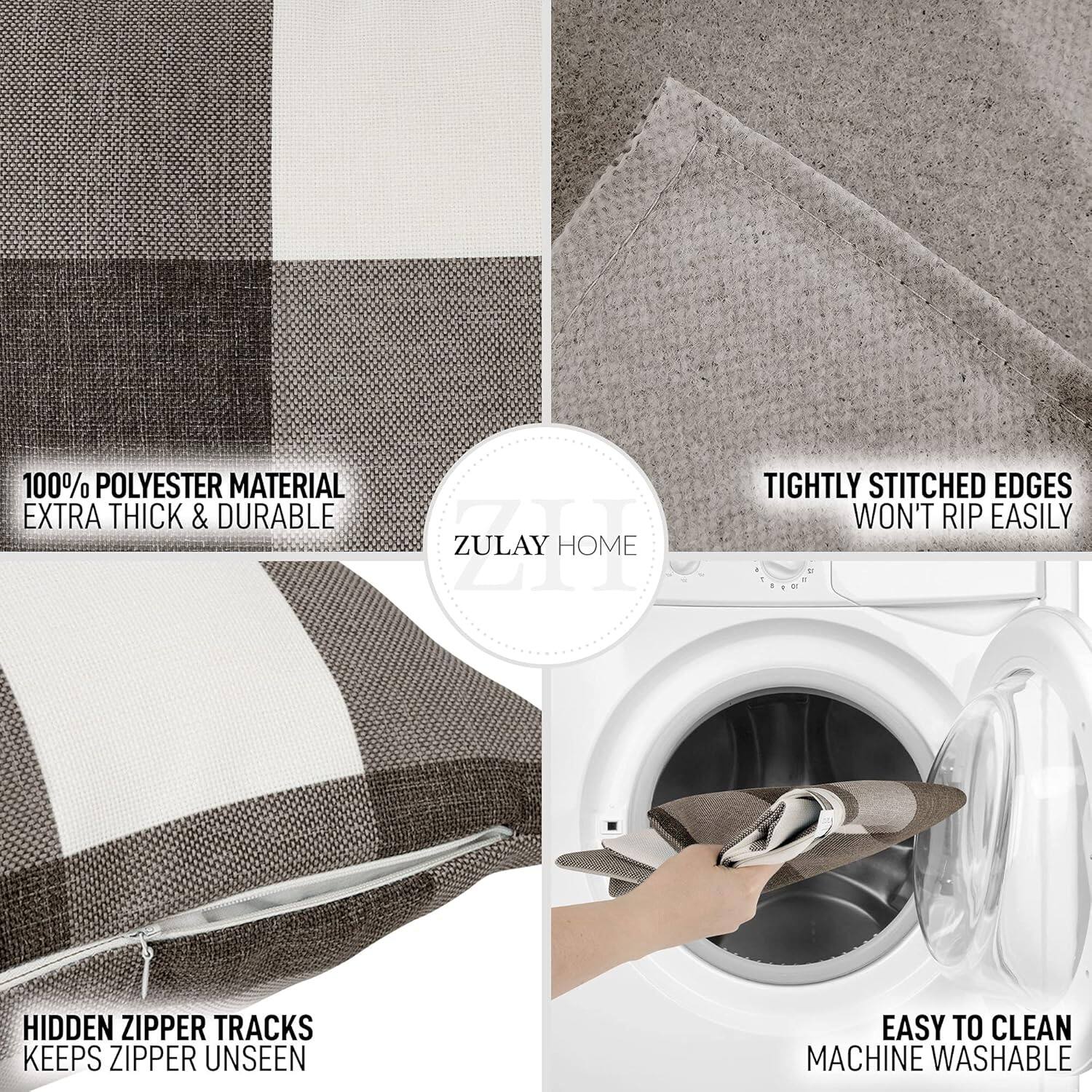 100% Polyester Material  
Extra Thick & Durable  

Tightly Stitched Edges  
Won't Rip Easily  

Hidden Zipper Tracks  
Keeps Zipper Unseen  

Easy to Clean  
Machine Washable