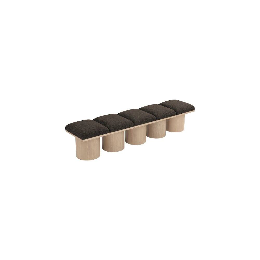 Alt View 3. Meridian Furniture - Pavilion Brown Boucle Fabric Bench - Brown.
