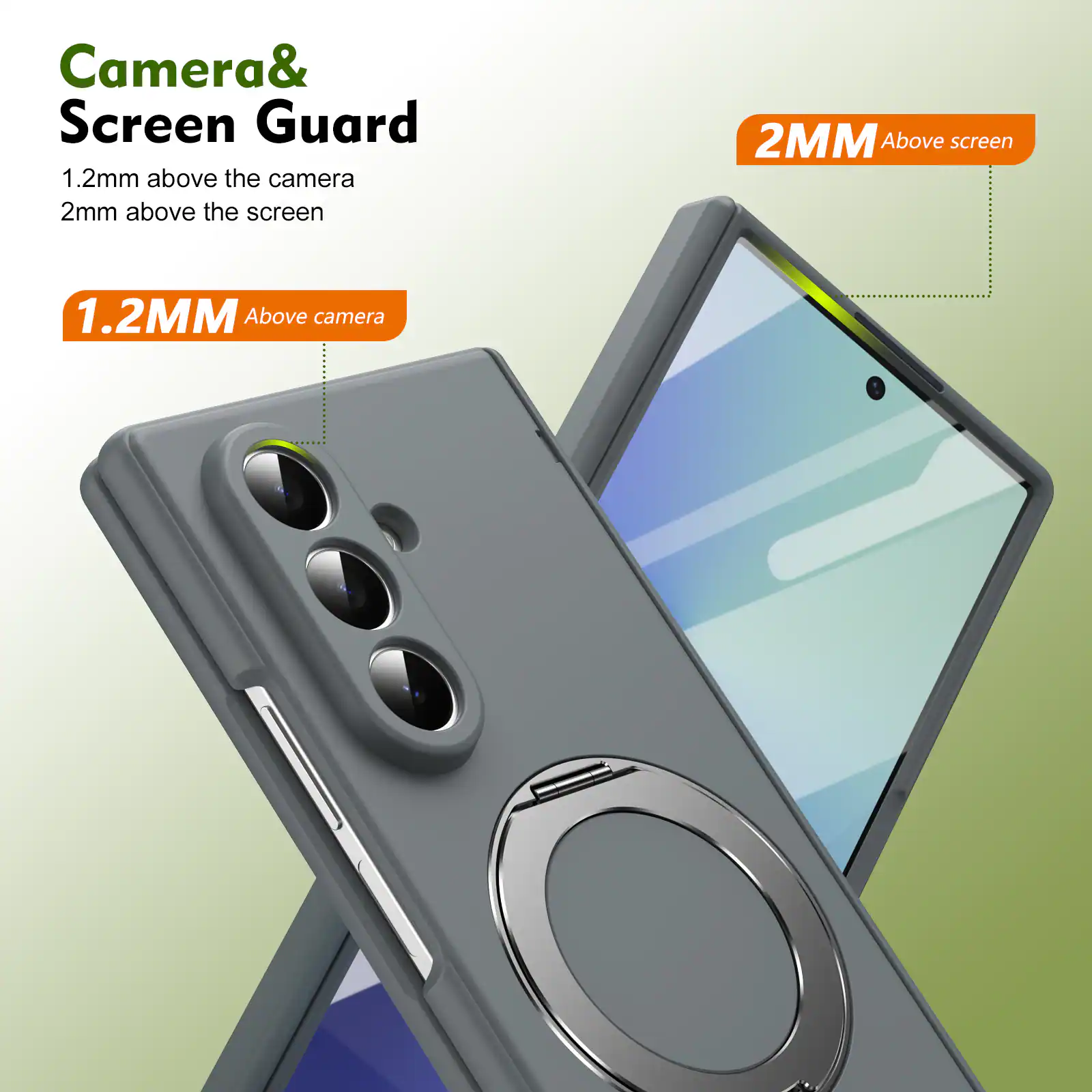 Camera & Screen Guard  
1.2mm above the camera  
2mm above the screen  

1.2MM Above camera  
2MM Above screen