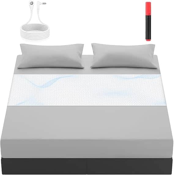 RadEnergy - Grounding Mat for Bed 28"x60" – PU Leather Earthing Sheet with 10m Wire - White